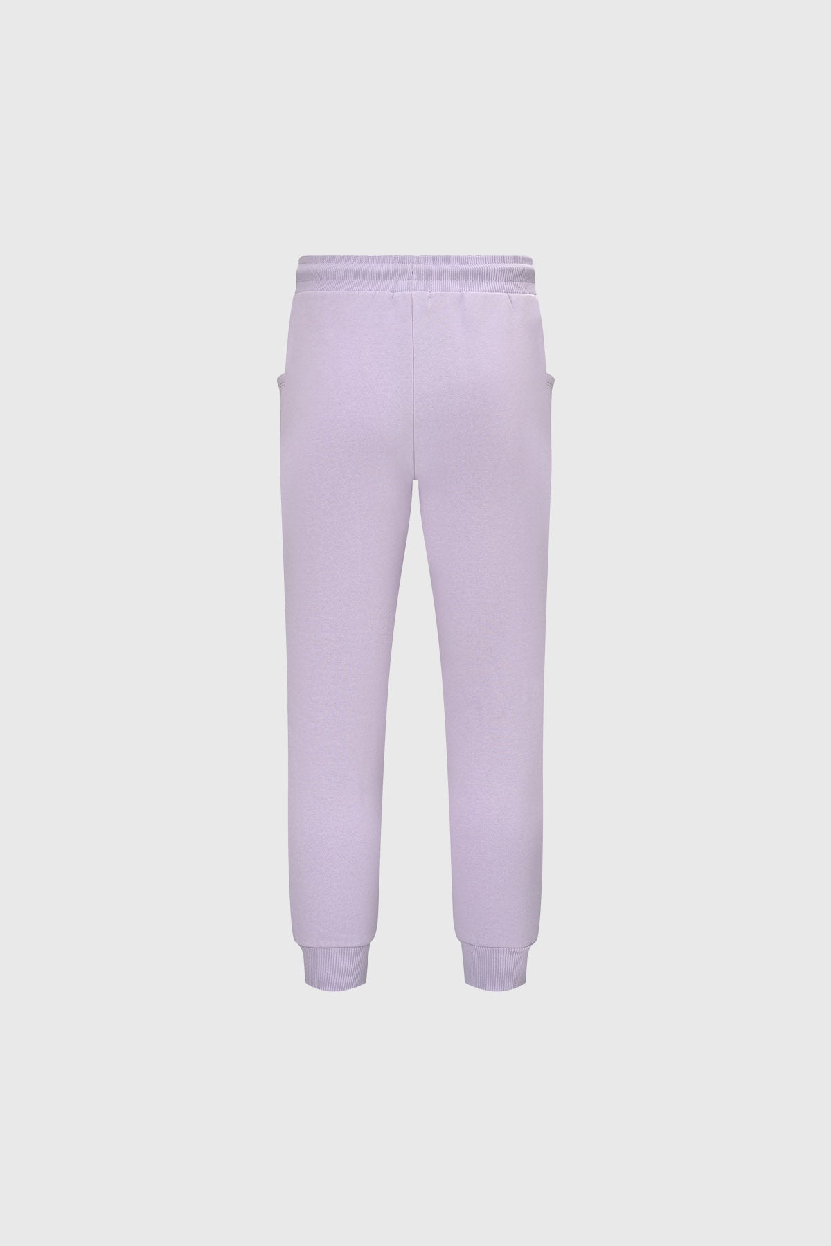 Pantalones buzo niña lila y gris con bolsillos laterales sin estampa diseño cómodo y relajado ideales para jugar