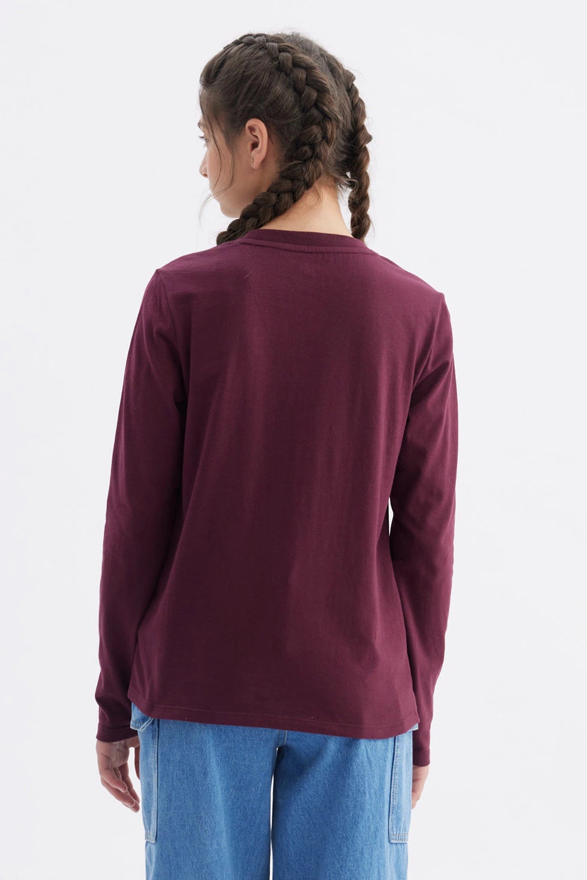 Polera Niña Básica Teen Burdeo