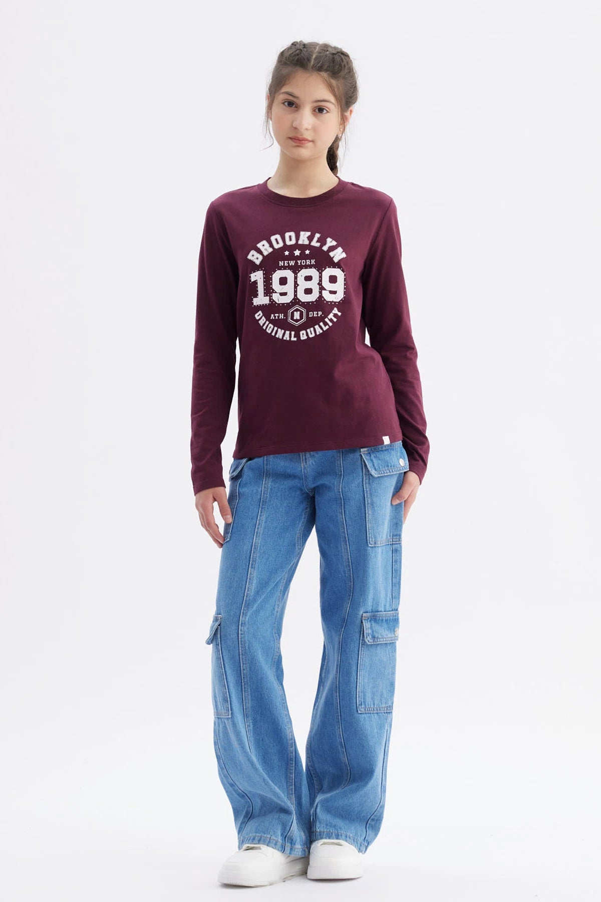 Polera Niña Básica Teen Burdeo