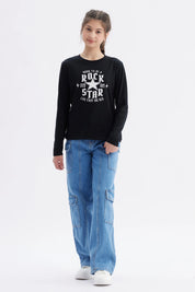 Polera Niña Básica Teen Negro