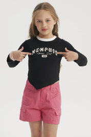 Polera Niña Teen Print Negro