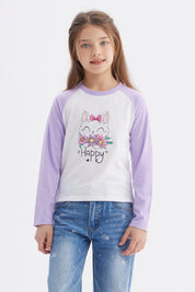 Polera Niña Recogido Costado Lila