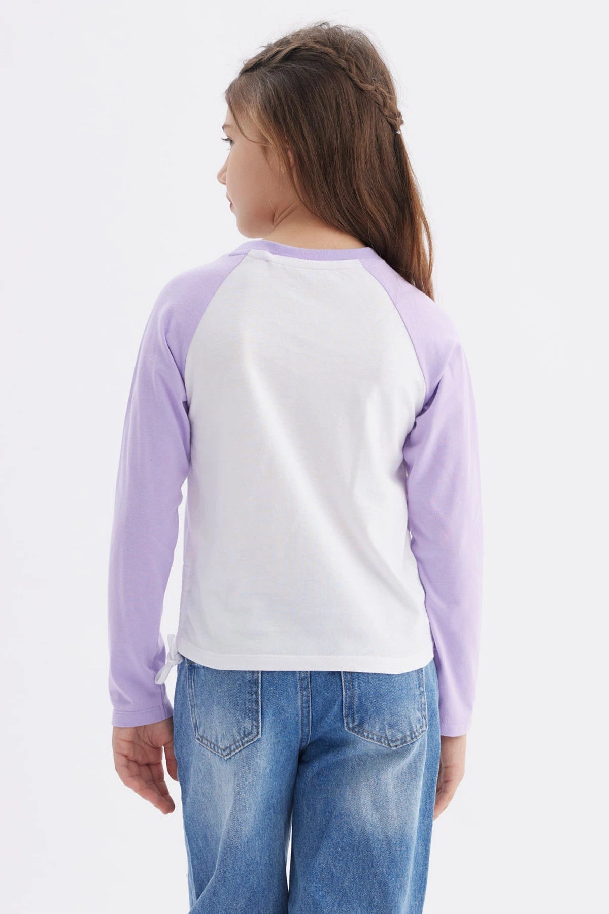 Polera Niña Recogido Costado Lila