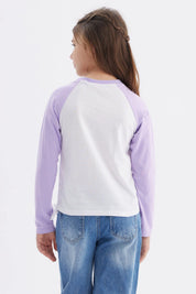 Polera Niña Recogido Costado Lila