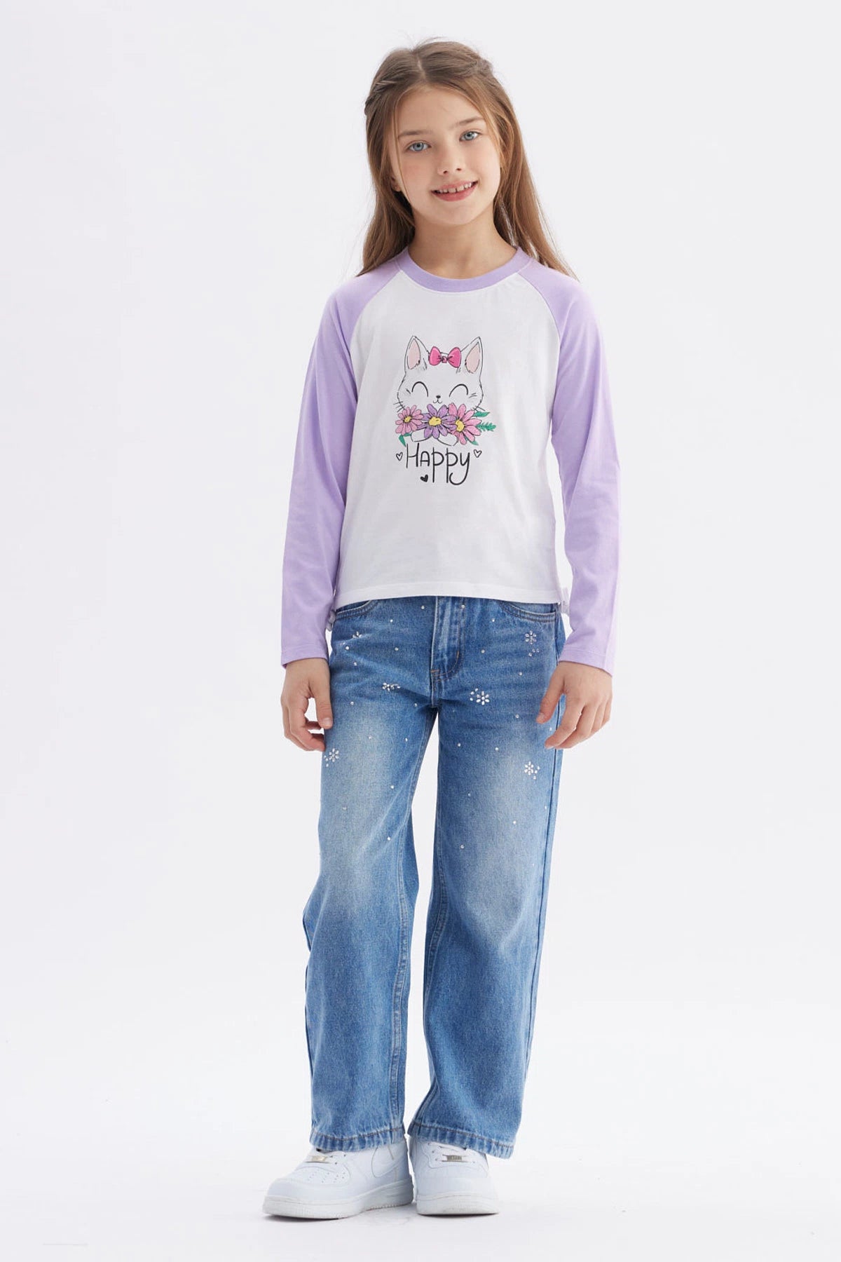 Polera Niña Recogido Costado Lila