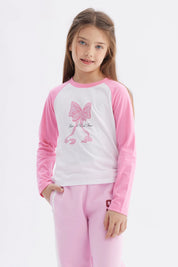 Polera Niña Recogido Costado Rosado