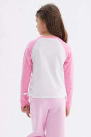 Polera Niña Recogido Costado Rosado