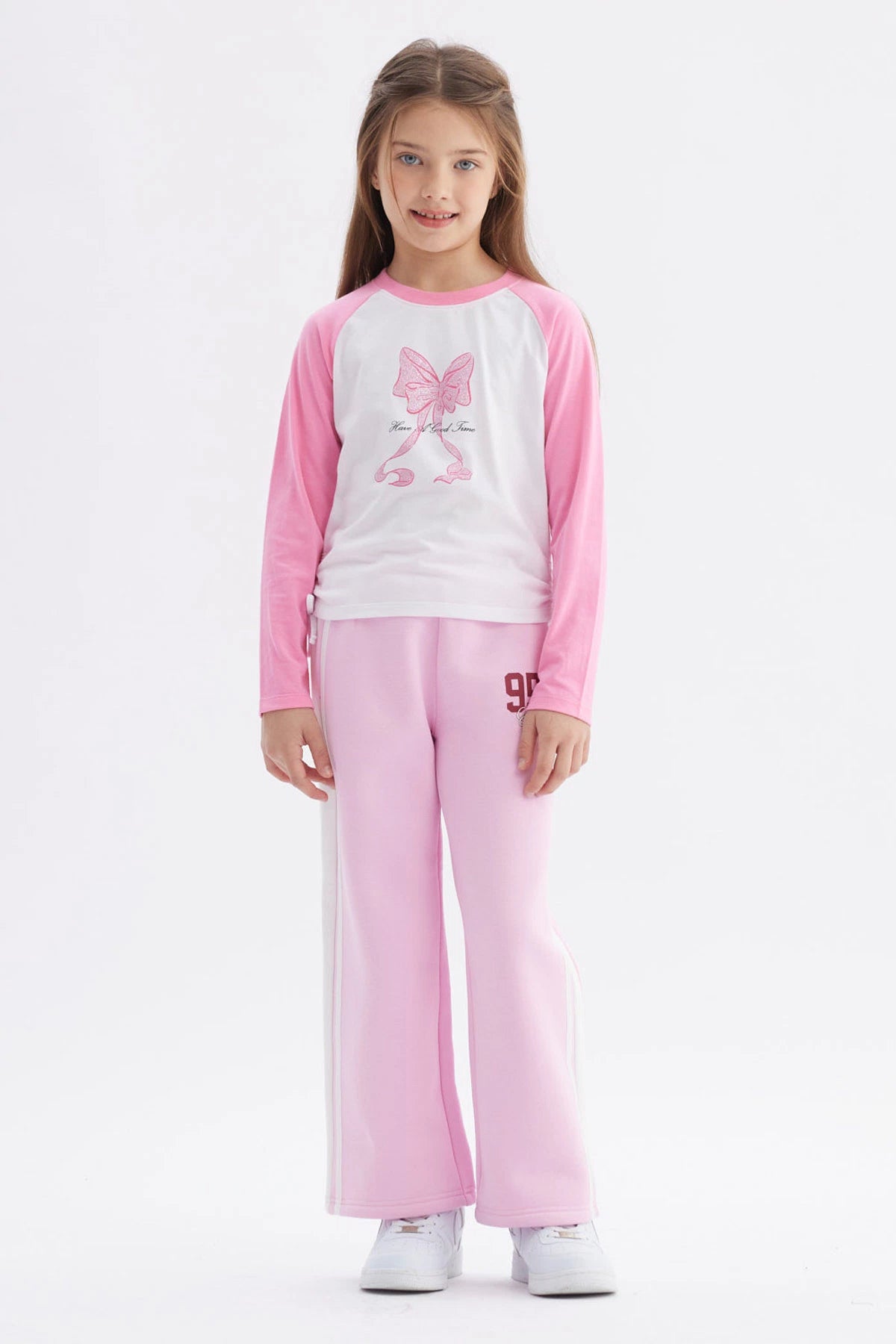 Polera Niña Recogido Costado Rosado