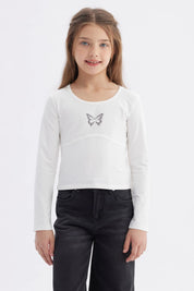 Polera Niña Teen Print Crudo