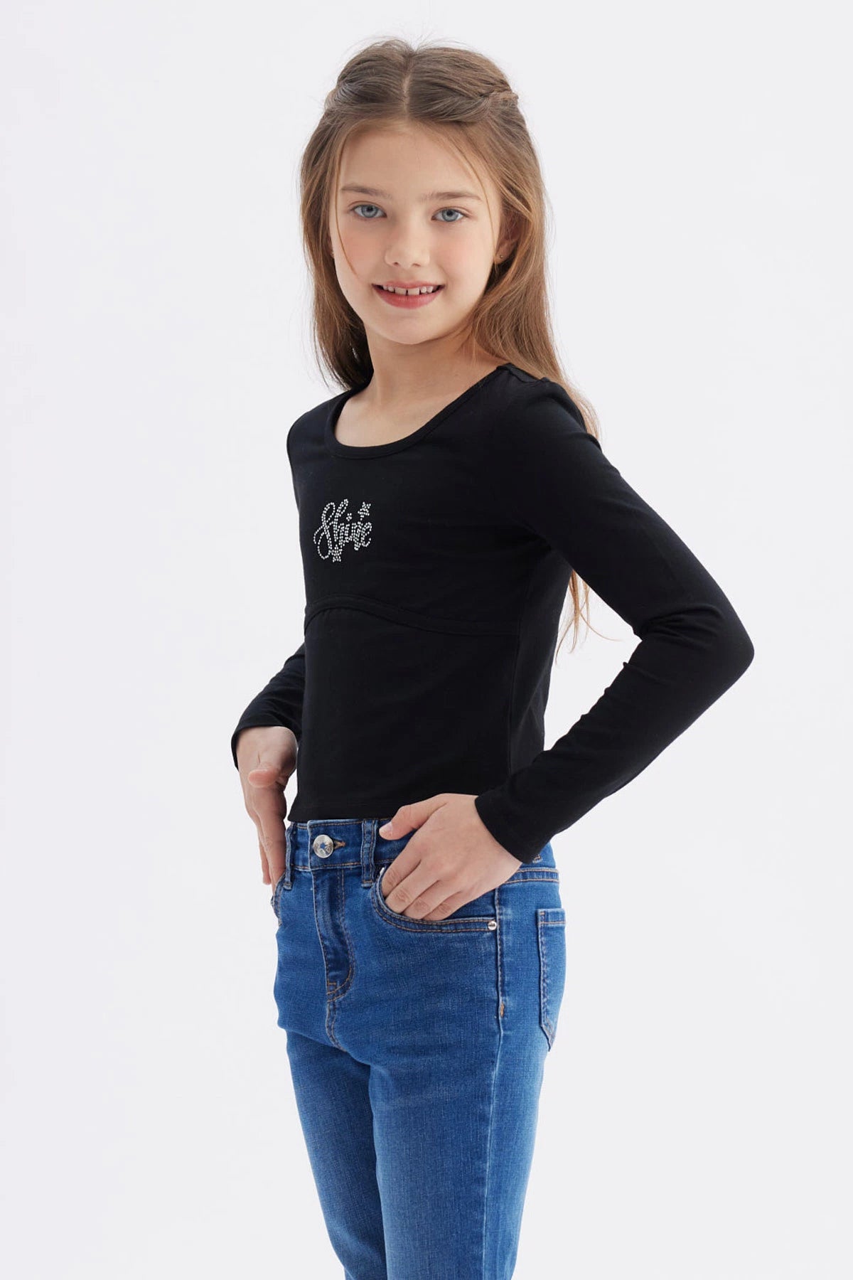 Polera Niña Teen Print Negro