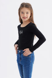 Polera Niña Teen Print Negro