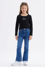 Polera Niña Teen Print Negro