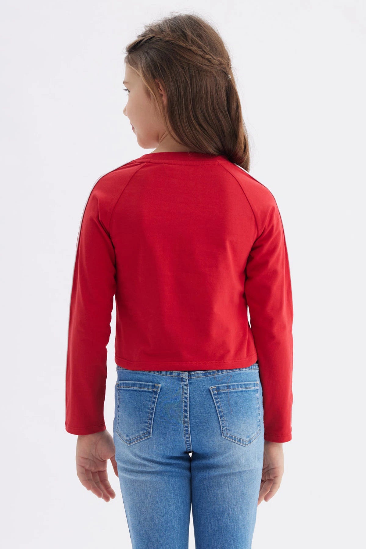 Polera Niña Piping Y Print Rojo