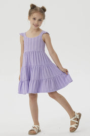 Vestido Niña Textura y Vuelos Lila