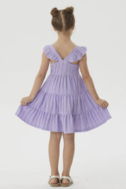 Vestido Niña Textura y Vuelos Lila