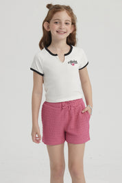 Polera Niña Summer Contraste Crudo