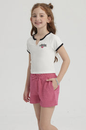 Polera Niña Summer Contraste Crudo