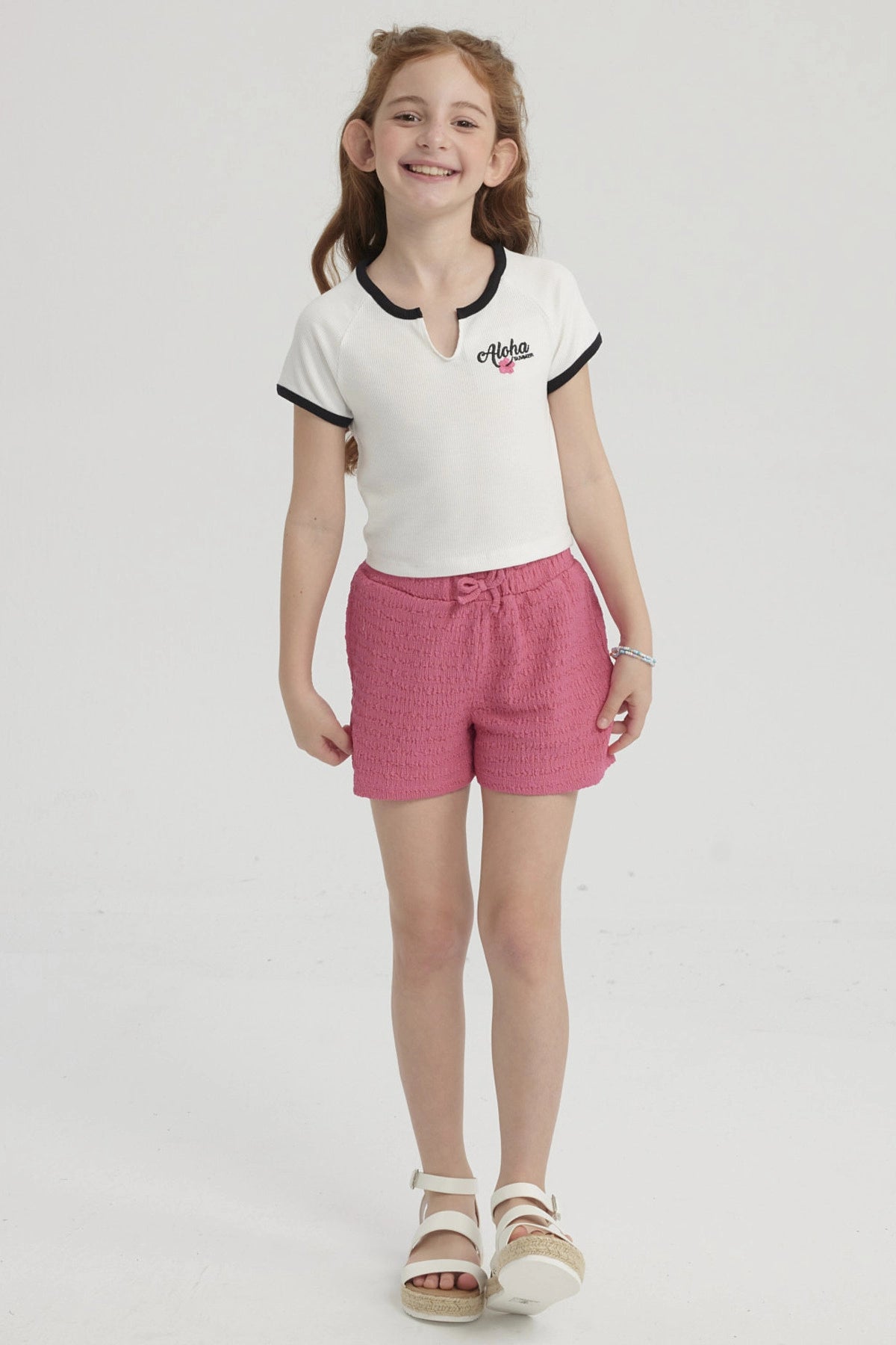 Polera Niña Summer Contraste Crudo