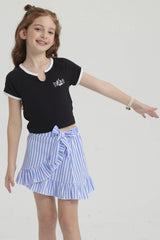 Polera Niña Summer Contraste Negro