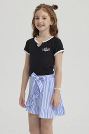 Polera Niña Summer Contraste Negro