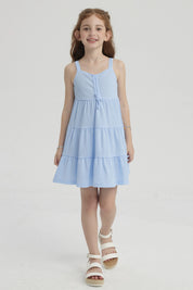 Vestido Niña Toddler Textura Celeste