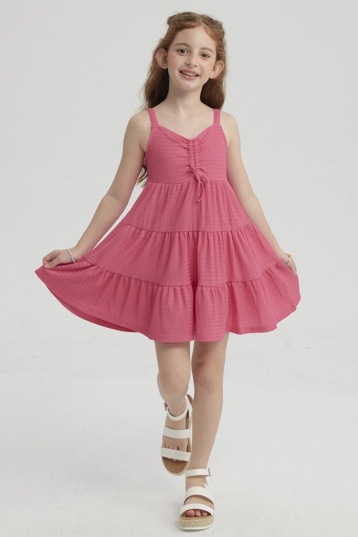 Vestido Niña Toddler Textura Fucsia