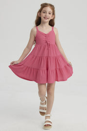 Vestido Niña Toddler Textura Fucsia