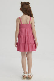 Vestido Niña Toddler Textura Fucsia