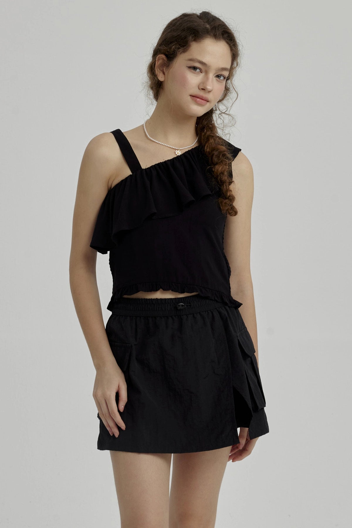 Blusa Niña Teen Asimétrica Negro