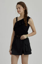 Blusa Niña Teen Asimétrica Negro