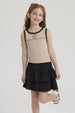 Polera Niña Teen Piping Frontal Beige
