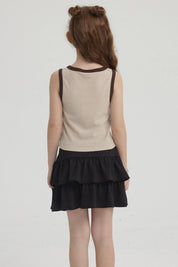 Polera Niña Teen Piping Frontal Beige