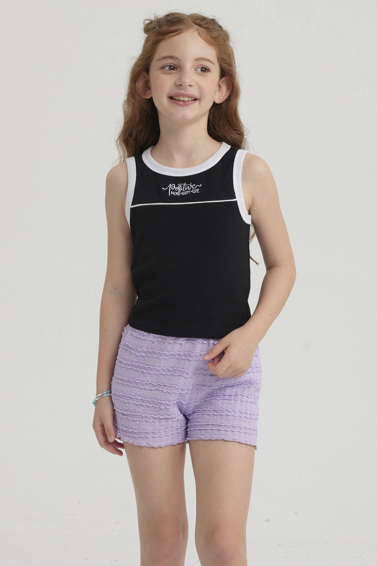 Polera Niña Teen Piping Frontal Negro