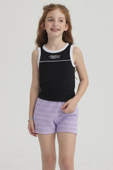 Polera Niña Teen Piping Frontal Negro