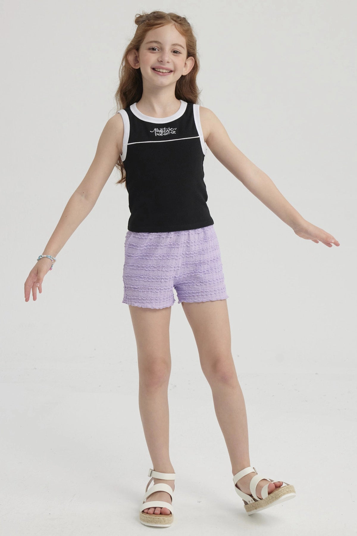 Polera Niña Teen Piping Frontal Negro