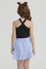 Peto Niña Cuello Cruzado Tachas Negro