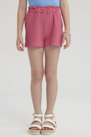 Short Niña Textura Pretina Elasticada Fucsia