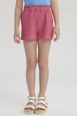 Short Niña Textura Pretina Elasticada Fucsia