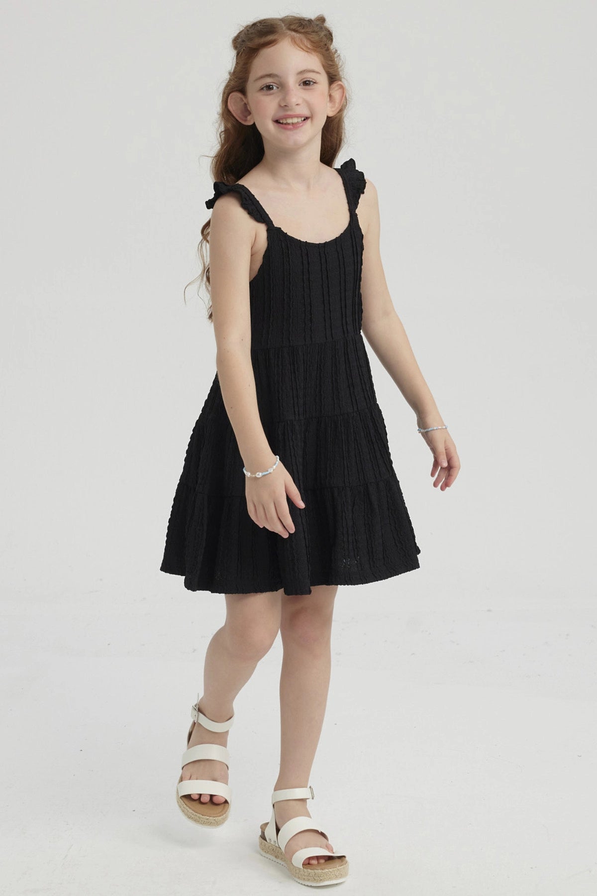Vestido Niña Teen Con Textura Negro