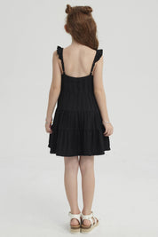 Vestido Niña Teen Con Textura Negro