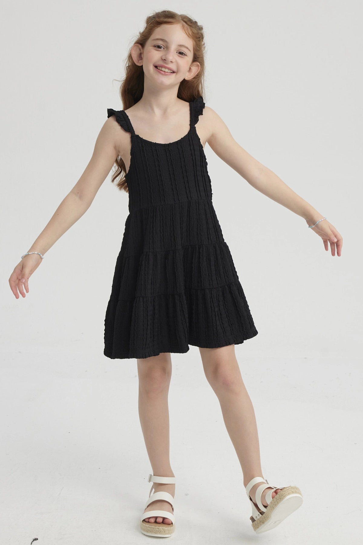 Vestido Niña Teen Con Textura Negro