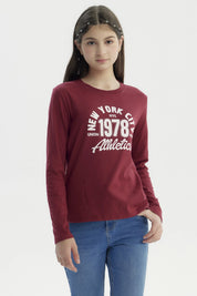 Polera Niña Básica Teen Burdeo