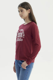 Polera Niña Básica Teen Burdeo