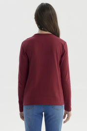 Polera Niña Básica Teen Burdeo