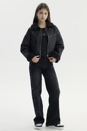Chaqueta Niña Cuello Camisero Negro