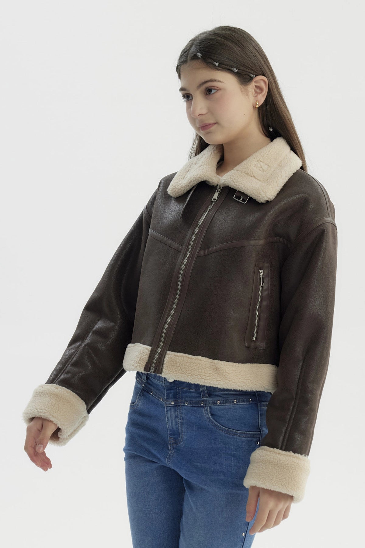 Chaqueta Niña Cuello Camisero Camel