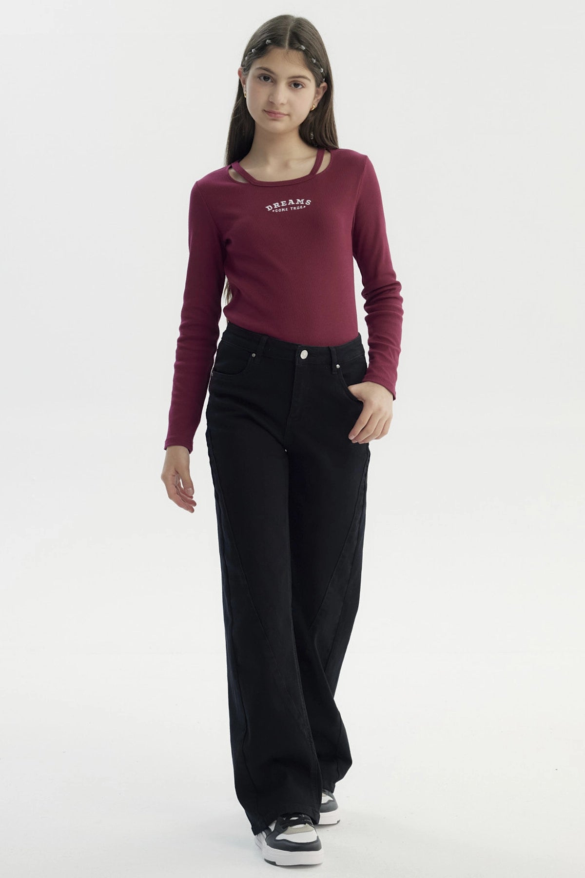 Jeans Niña Wide Leg Negro