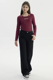 Jeans Niña Wide Leg Negro