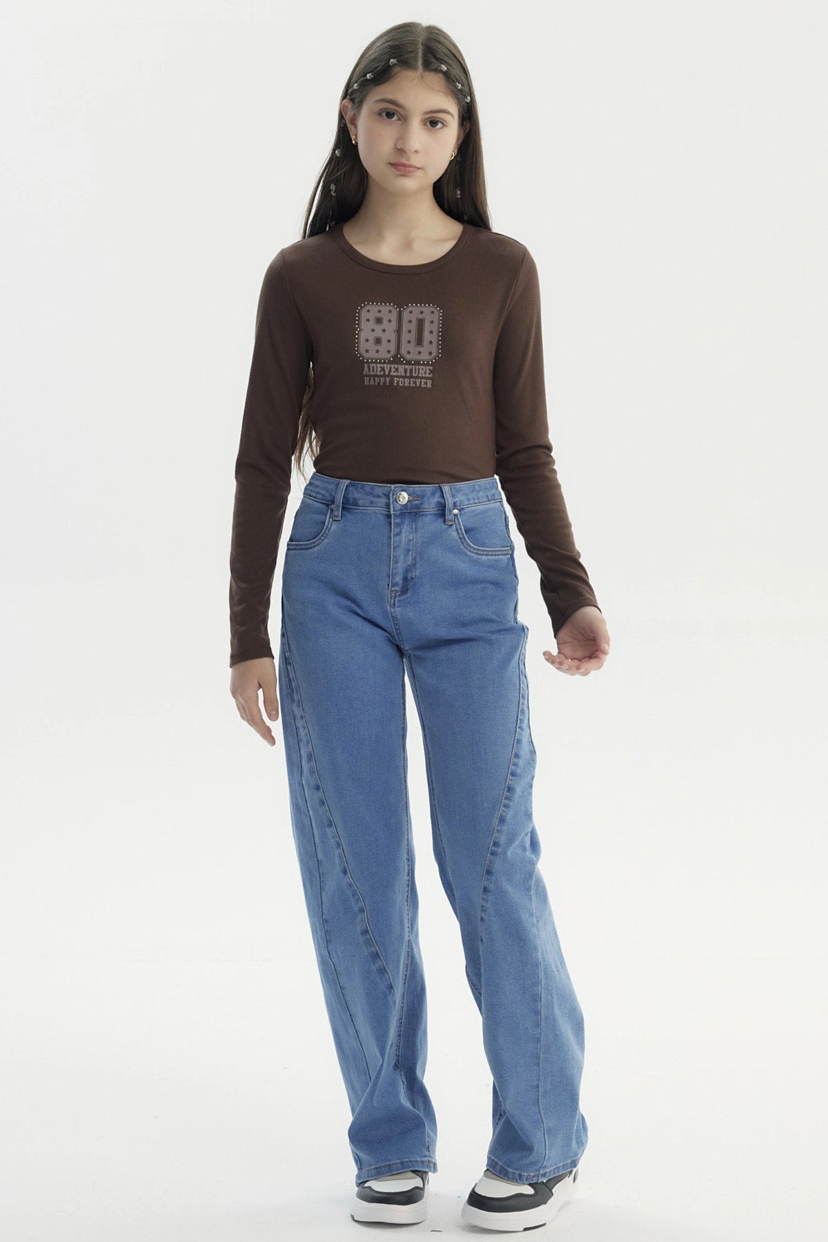 Jeans Niña Wide Leg Azul