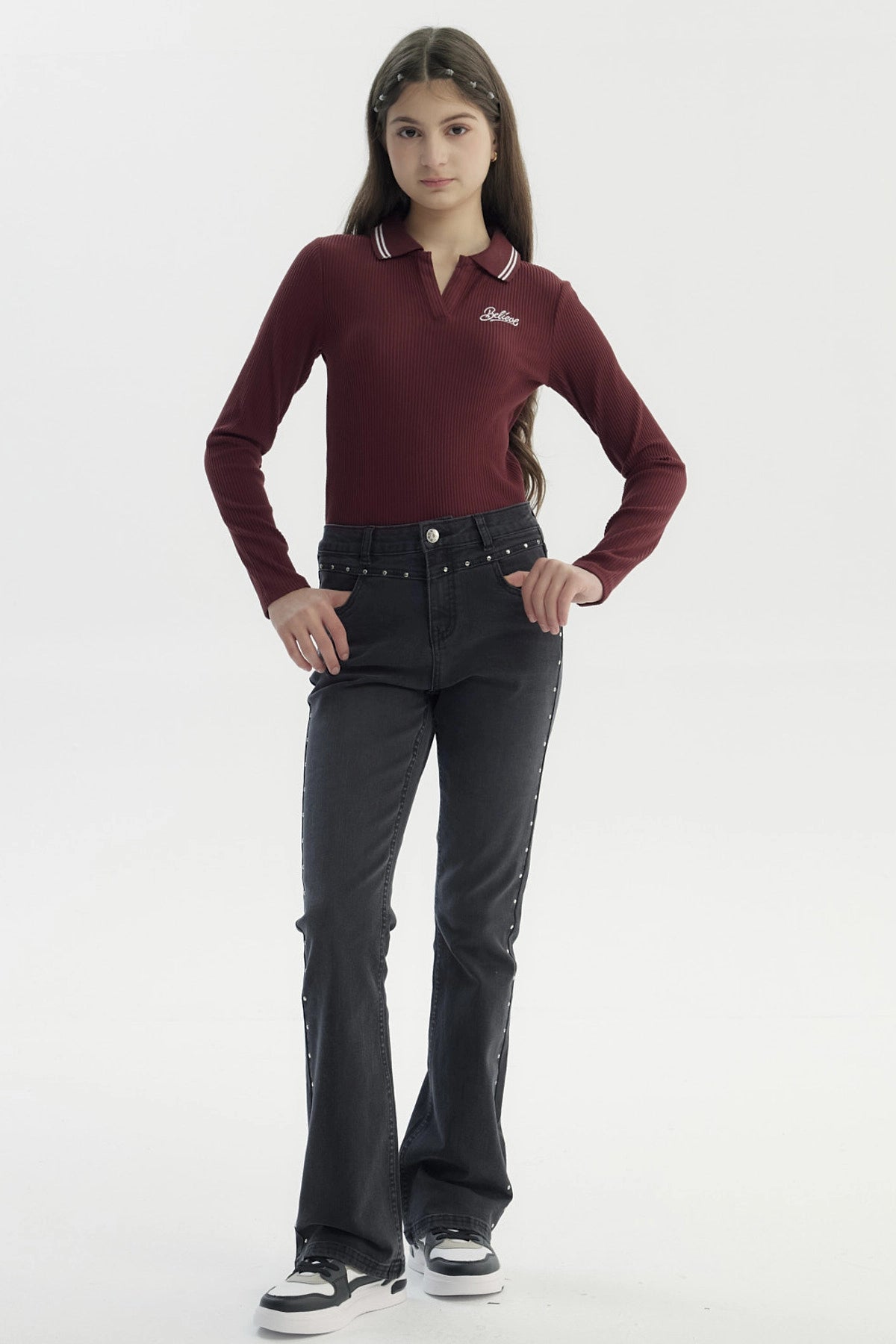 Jeans Niña Wide Leg Negro